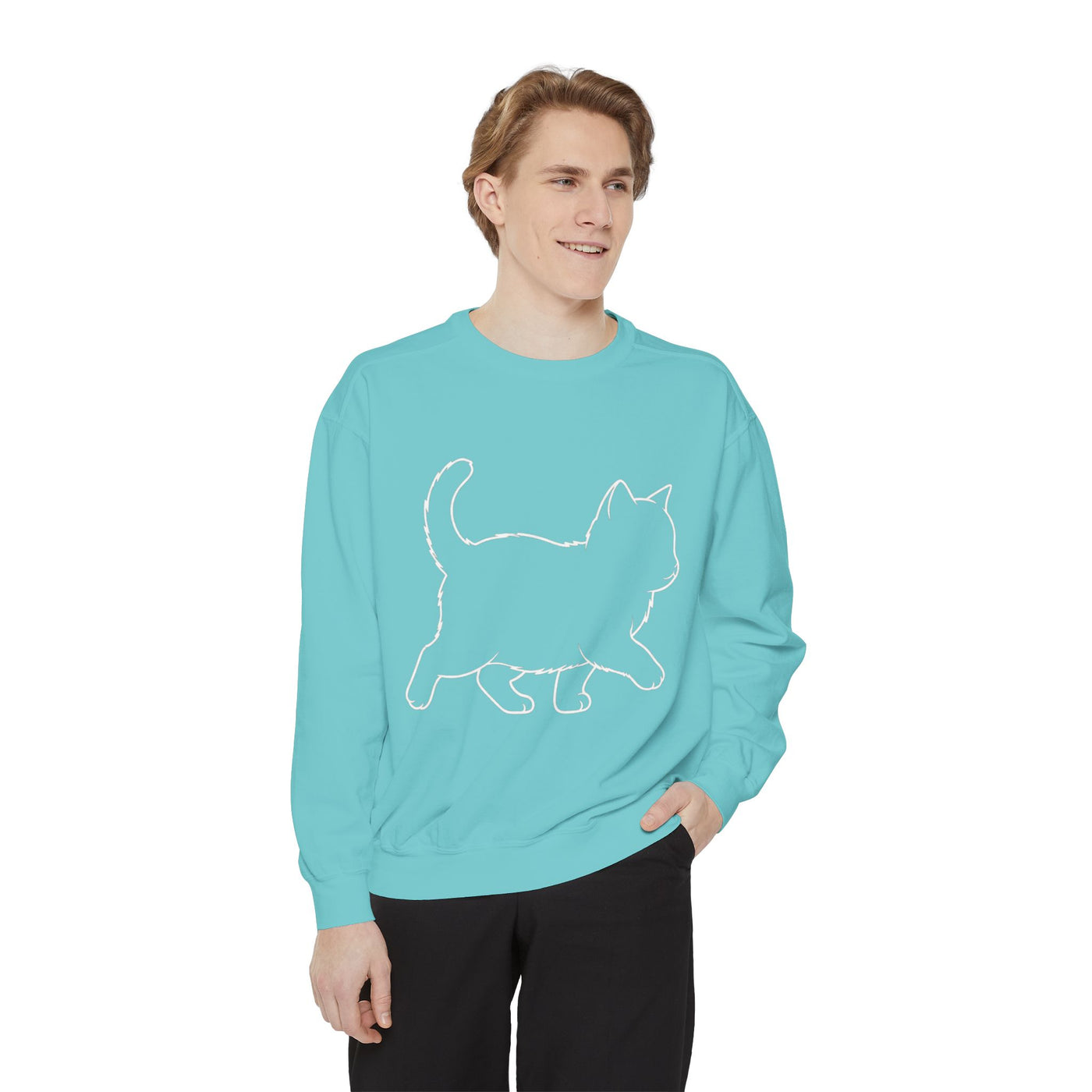 Walking Cat Shadow style 1 Cozy Graphic Unisex Crewneck Sweatshirt