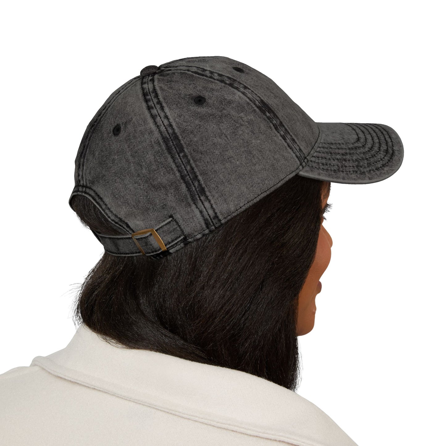 Cats Lover Vintage Embroidered Cap Dad Hat Grey Words