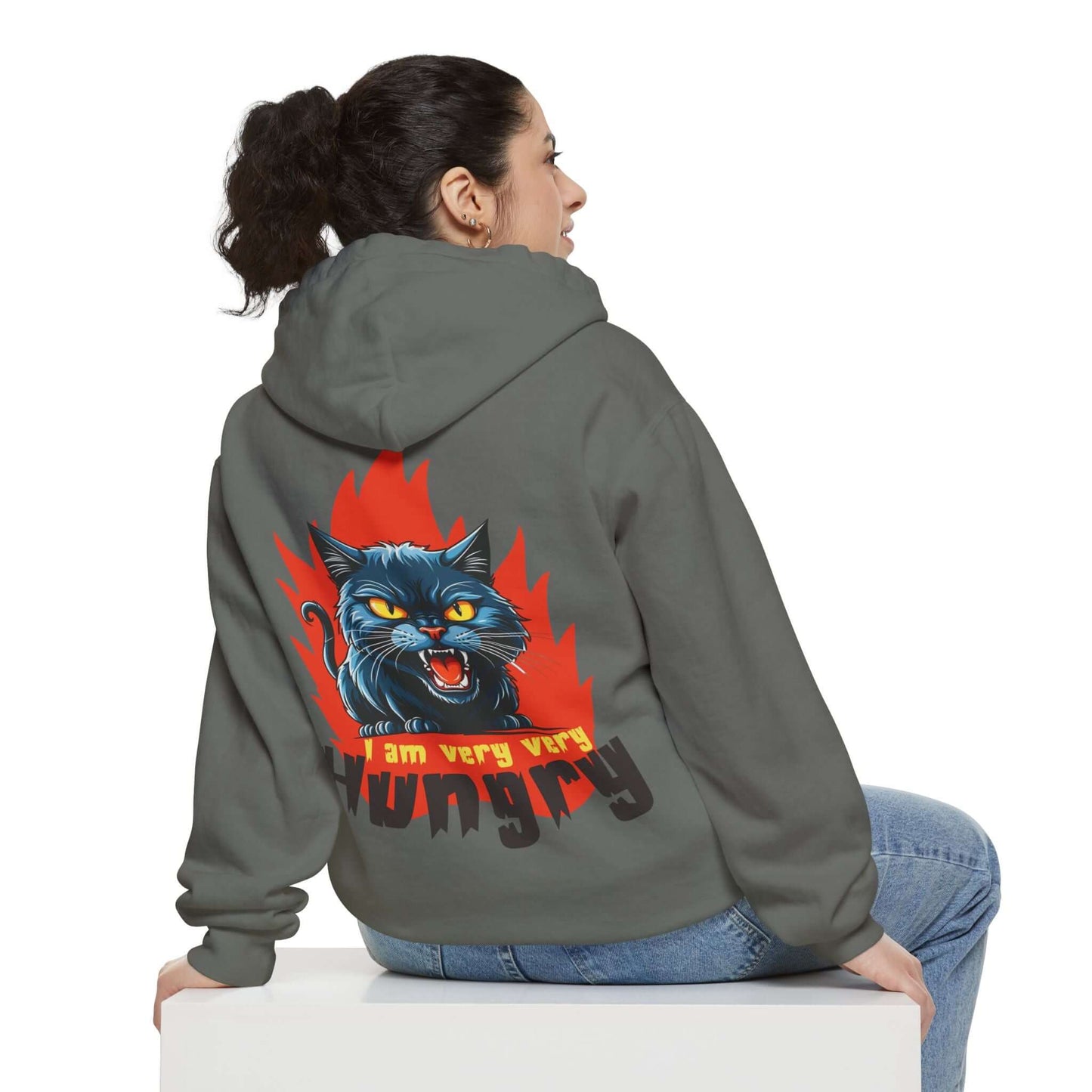 I am very very Hungry - Cartoon Cat Unisex Pullover Hoodie