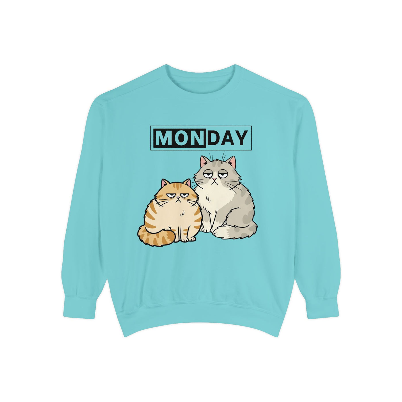 Monday Face Cat Stares Blankly Unisex Crewneck Sweatshirt style 1