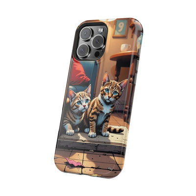 Cute Cats Magnetic Phone Case comic style 1, Cat Lover Gift, Impact-Resistant iPhone Case, Funny Pet Accessory, Unique Animal Design