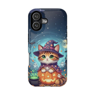Halloween cute kitten anime style 2 Magnetic Phone Case, Cat Lover Gift, Impact-Resistant iPhone Case, Funny Pet Accessory, Unique Animal Design