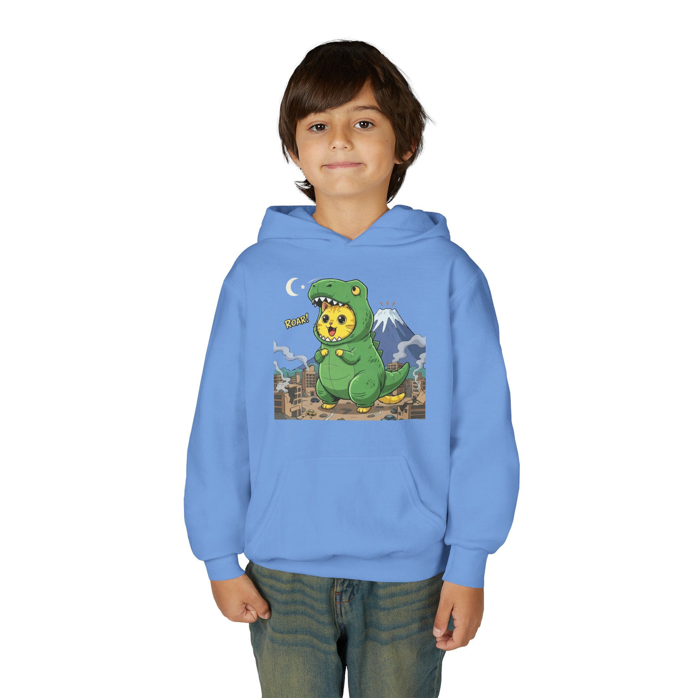 Cat cosplay Godzilla style 1 Unisex Kids Hoodie - Fun & Cozy Heavy Blend Sweatshirt with Cute Design