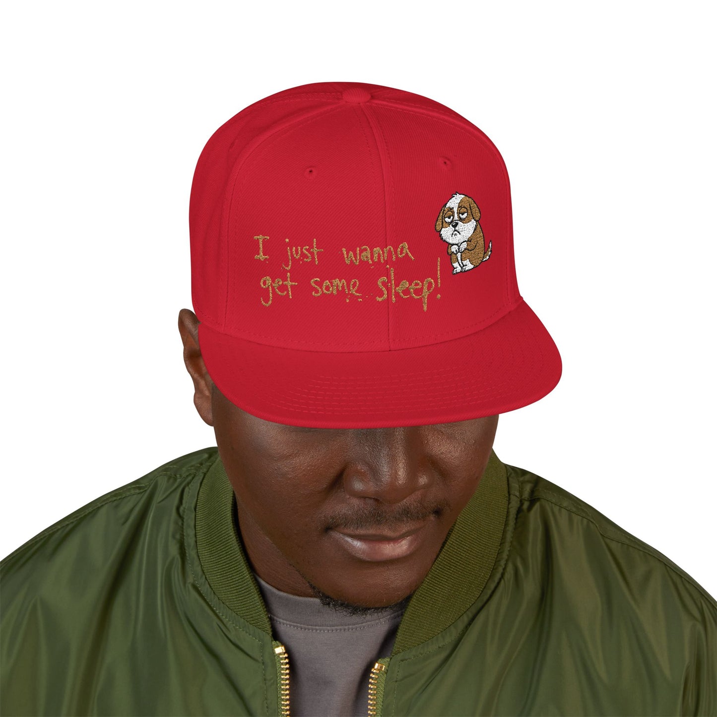 I just wanna get some sleep Embroidered Cute Puppy Snapback Hat