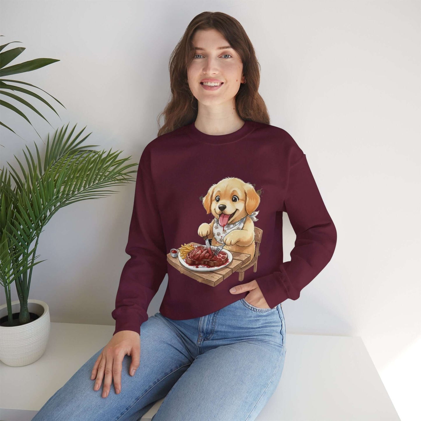 Watercolor Dog painting Unisex Crewneck Sweatshirt style 1