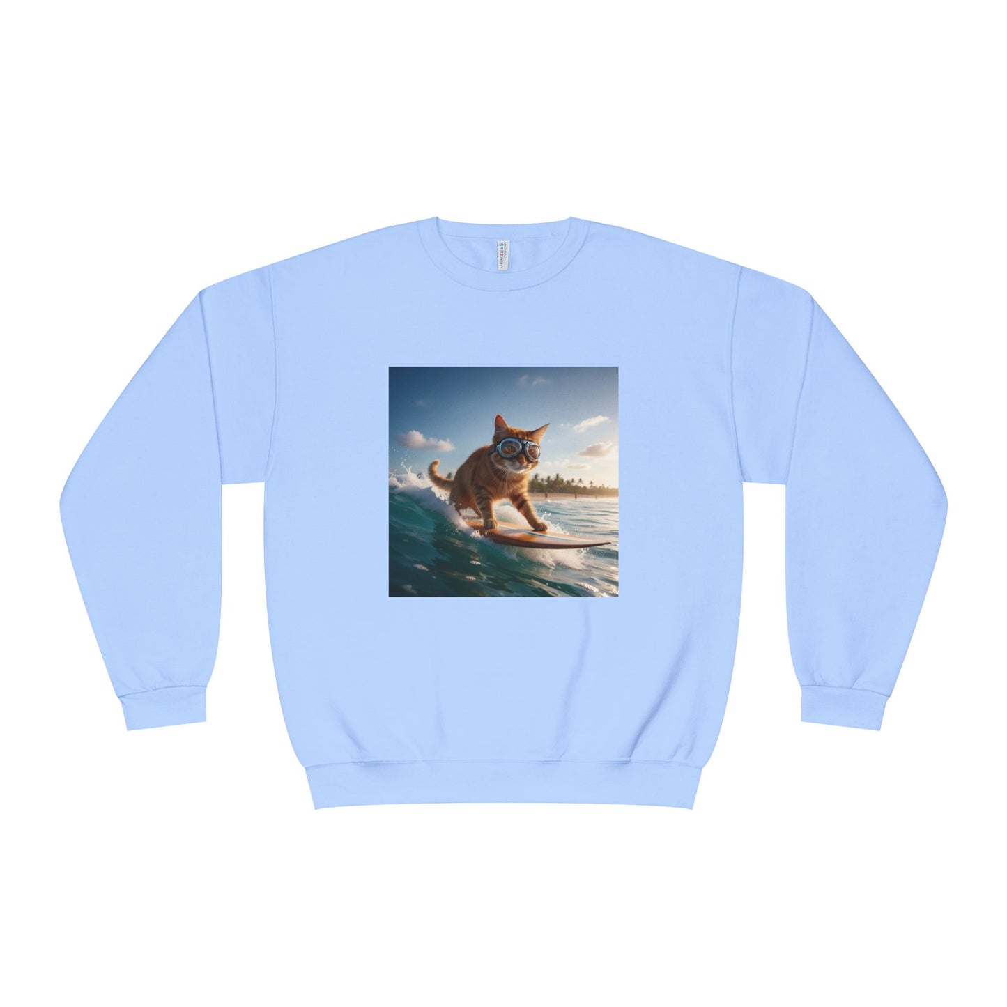 Surfing Cat Unisex NuBlend Crewneck Sweatshirt style 1