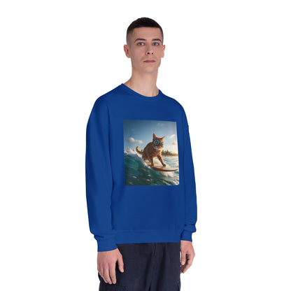 Surfing Cat Unisex NuBlend Crewneck Sweatshirt style 1