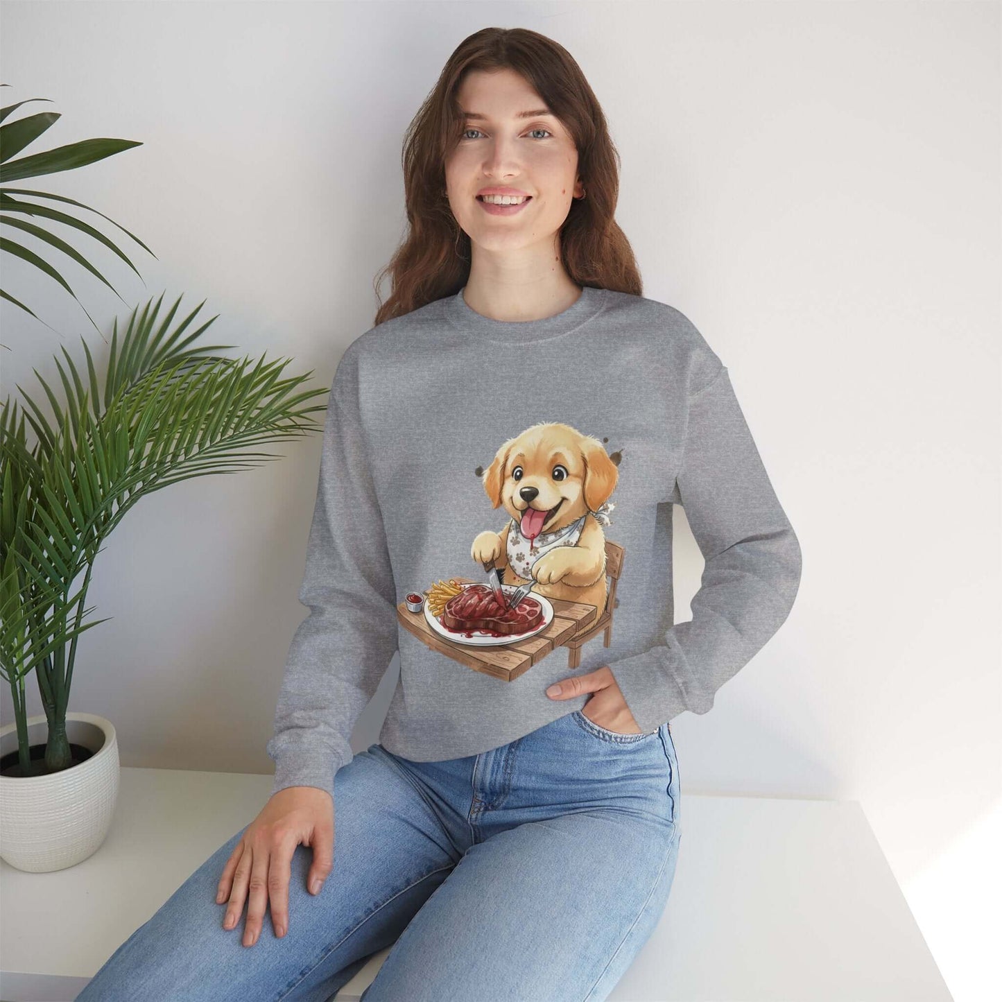 Watercolor Dog painting Unisex Crewneck Sweatshirt style 1