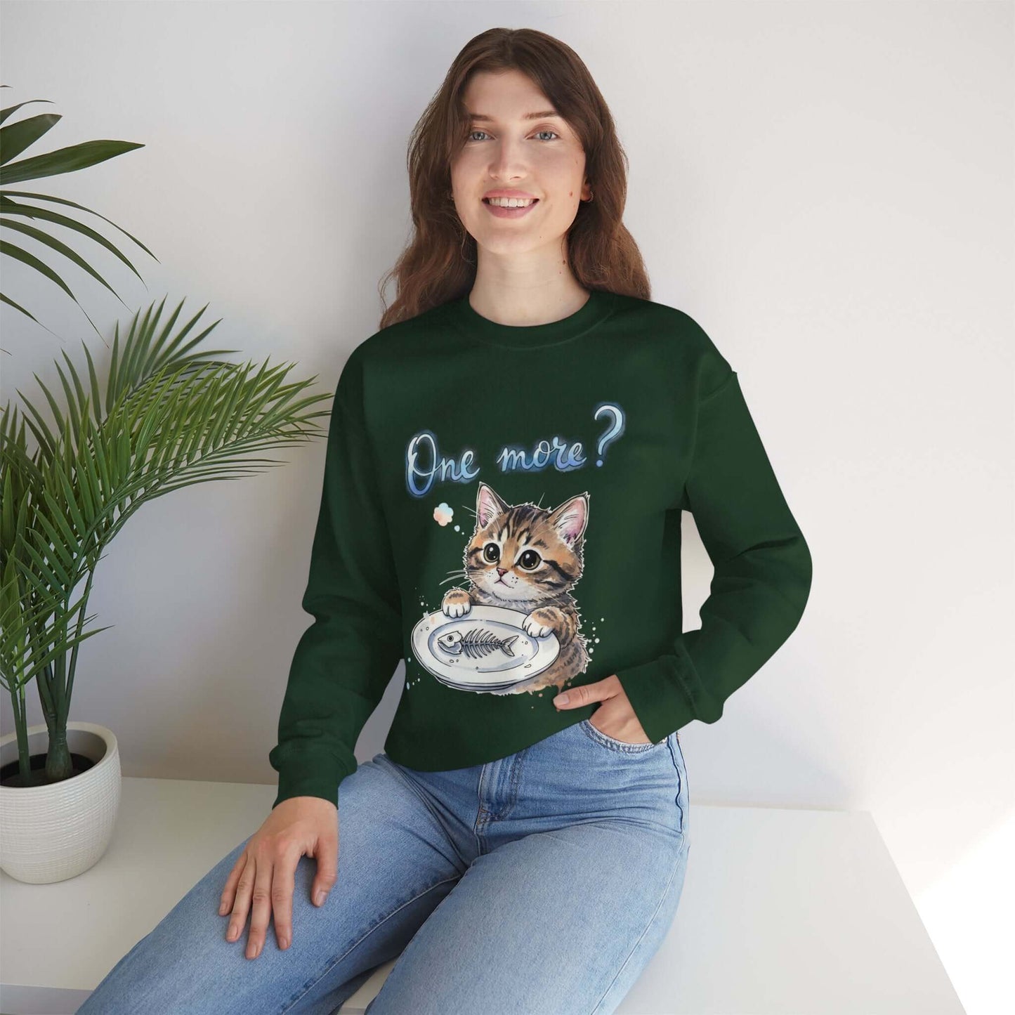 Watercolor Cat painting Unisex Crewneck Sweatshirt style 3