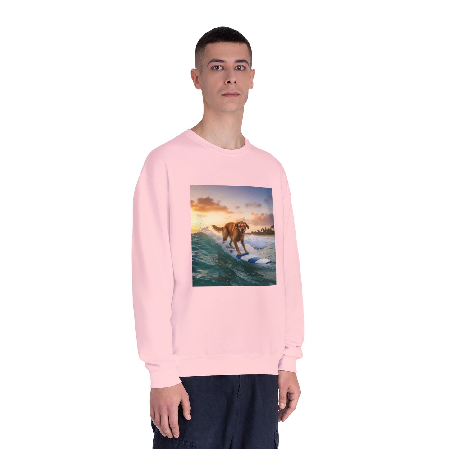 Surfing Dog Graphic Unisex NuBlend Crewneck Sweatshirt style 1