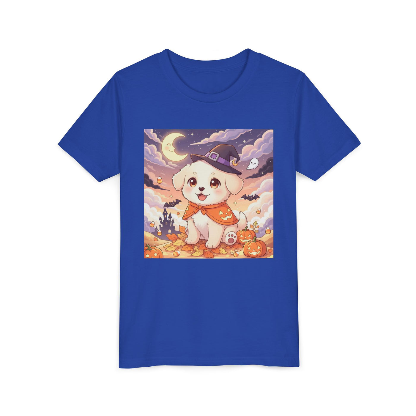 Halloween cute puppy anime style 2 Youth Tee, Short Sleeve T-Shirt, Kids Halloween Apparel, Cute Dog Tee, Fall Outfit for Children