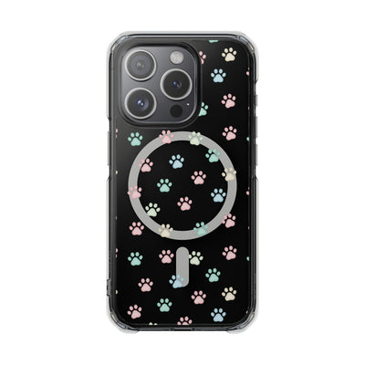 Cute Cat Paw Print Magnetic Clear Case for Pet Lovers