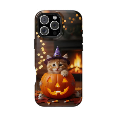 Halloween cute kitten photo style 3 Magnetic Phone Case, Cat Lover Gift, Impact-Resistant iPhone Case, Funny Pet Accessory, Unique Animal Design