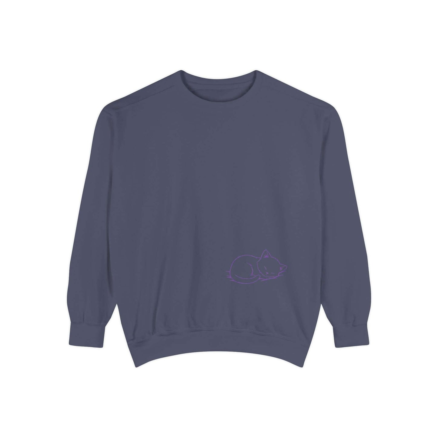 Sleeping cat shadow Graphic Unisex Crewneck Sweatshirt style 2 Purple