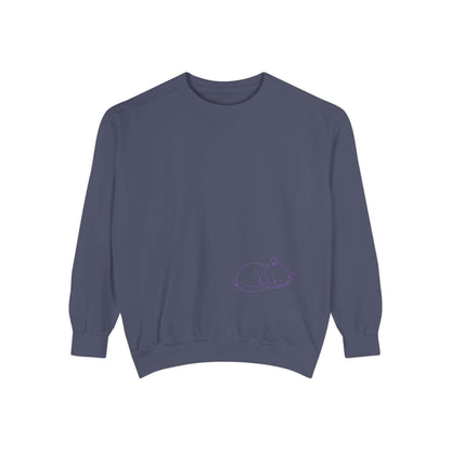 Sleeping cat shadow Graphic Unisex Crewneck Sweatshirt style 2 Purple