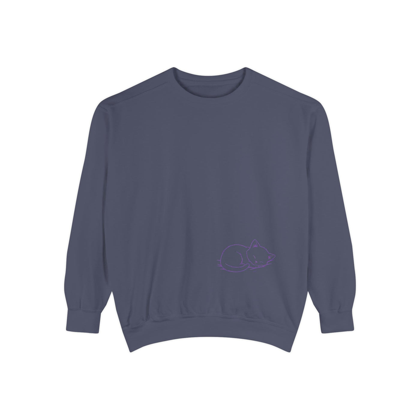 Sleeping cat (Purple) shadow style 2 Cozy Graphic Unisex Crewneck Sweatshirt