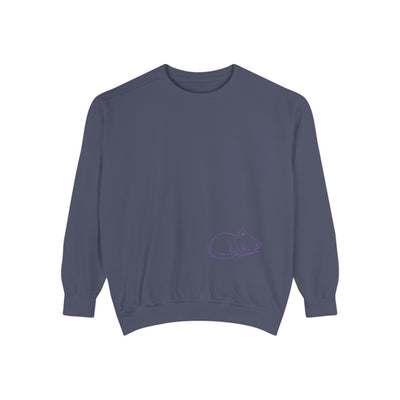 Sleeping cat (Purple) shadow style 2 Cozy Graphic Unisex Crewneck Sweatshirt
