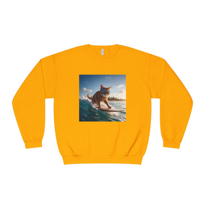 Surfing Cat Unisex NuBlend Crewneck Sweatshirt style 1