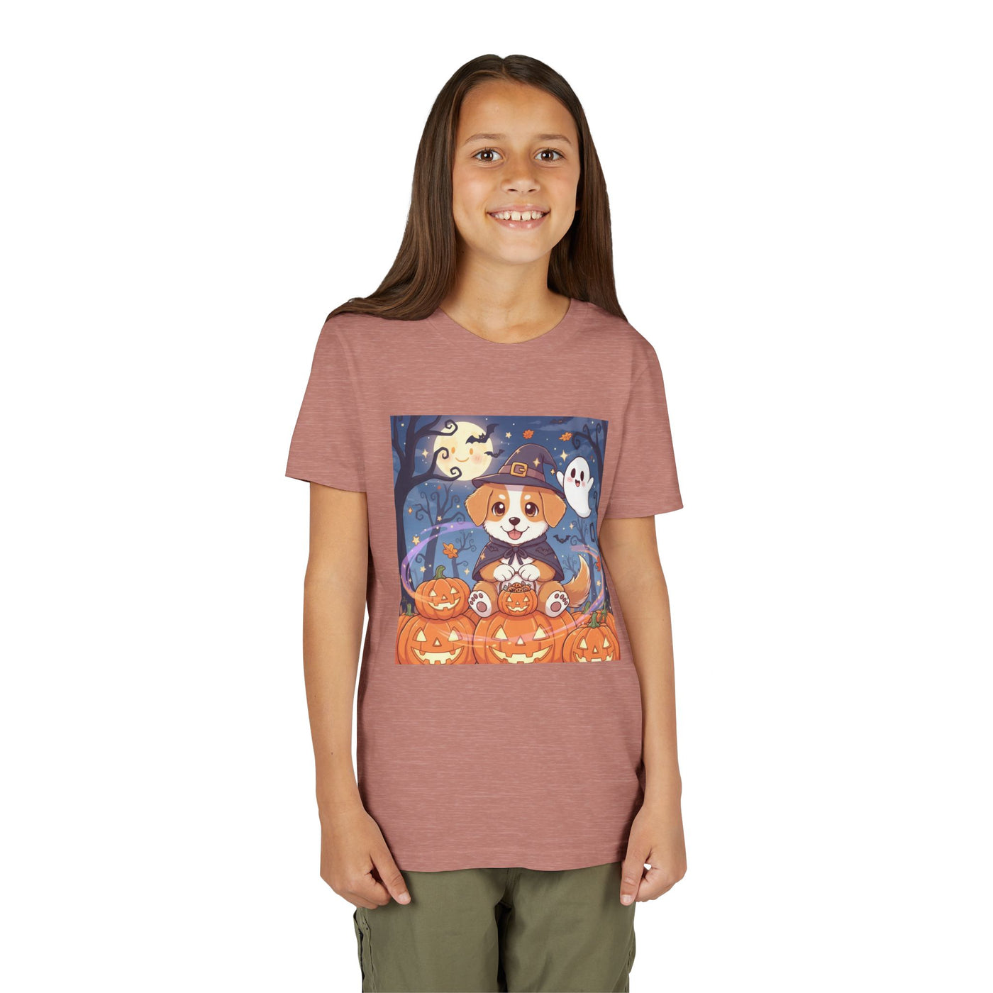 Halloween cute puppy anime style 3 Youth Tee, Short Sleeve T-Shirt, Kids Halloween Apparel, Cute Dog Tee, Fall Outfit for Children