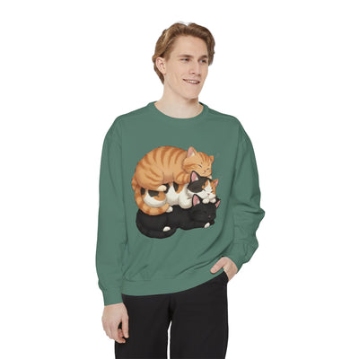 3 Cute Sleeping Cats style 5 Cozy Graphic Unisex Crewneck Sweatshirt