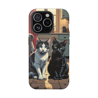 Cute Cats Magnetic Phone Case comic style 2, Cat Lover Gift, Impact-Resistant iPhone Case, Funny Pet Accessory, Unique Animal Design