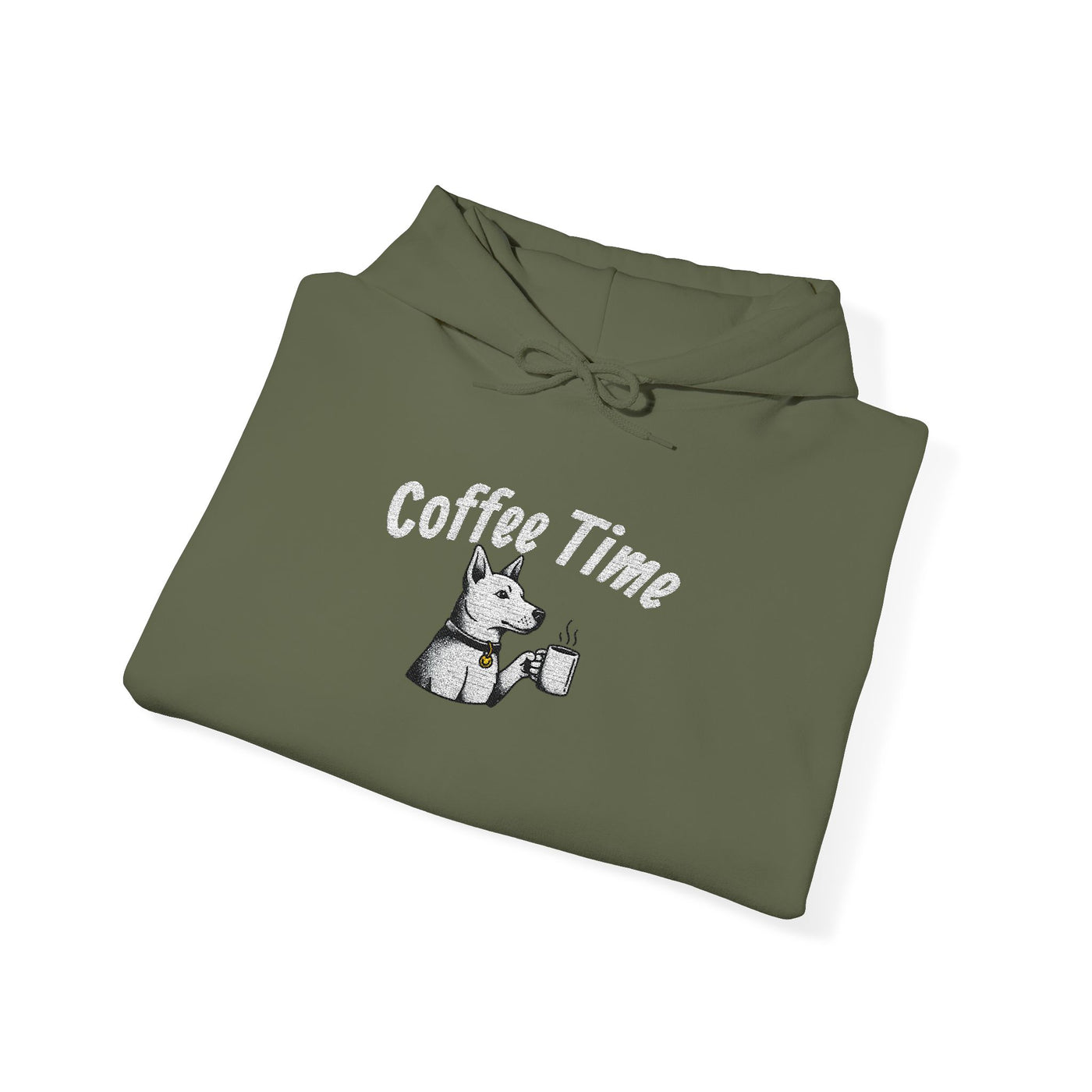 Coffee Time Dog Embroidered style 1 Unisex Pullover Hoodie