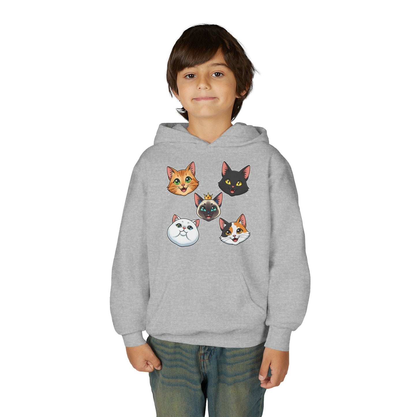 Fun Cat Heads Unisex Youth & Kids Heavy Blend Hoodie