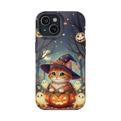 Halloween cute kitten anime style 3 Magnetic Phone Case, Cat Lover Gift, Impact-Resistant iPhone Case, Funny Pet Accessory, Unique Animal Design