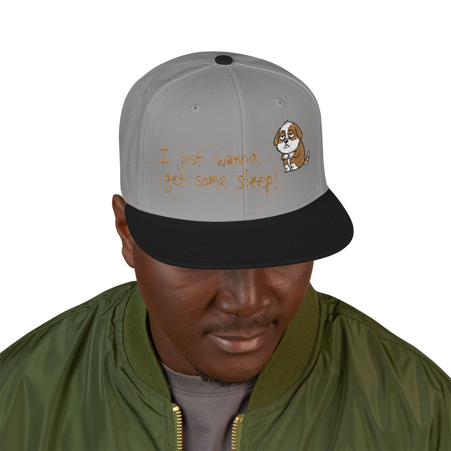 I just wanna get some sleep Embroidered Cute Puppy Snapback Hat