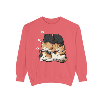 3 Cute Sleeping Cats Cozy Graphic Unisex Crewneck Sweatshirt style 8