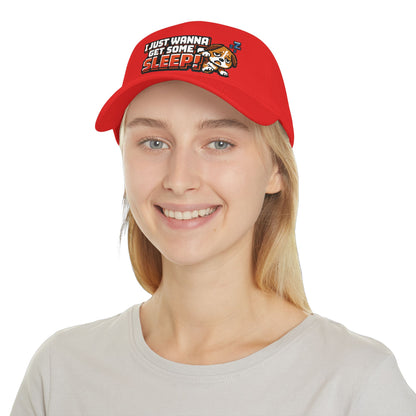 I Just Wanna Get Some Sleep Pixel Dog Low Profile Cap Hat