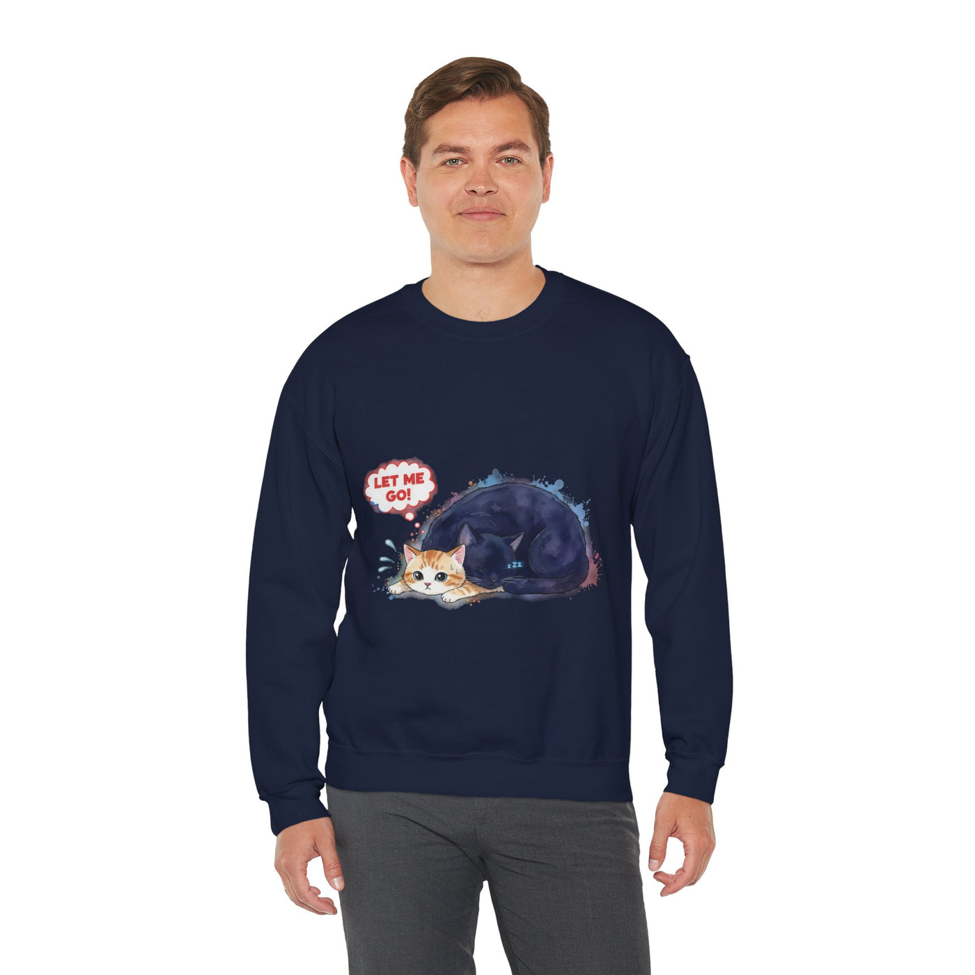 Watercolor painting style 1 Men & Women Cute Cat Pile Crewneck Sweatshirt