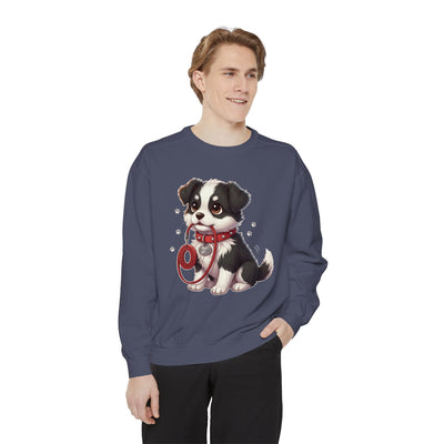 Cute Dog Walk Time style 1 Cozy Graphic Unisex Crewneck Sweatshirt