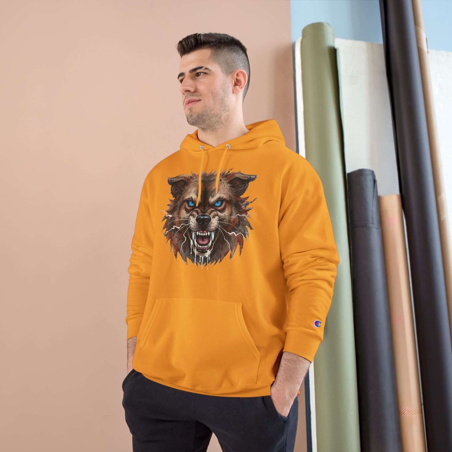 Angry Dog Men and Women Champion Hoodie style 3