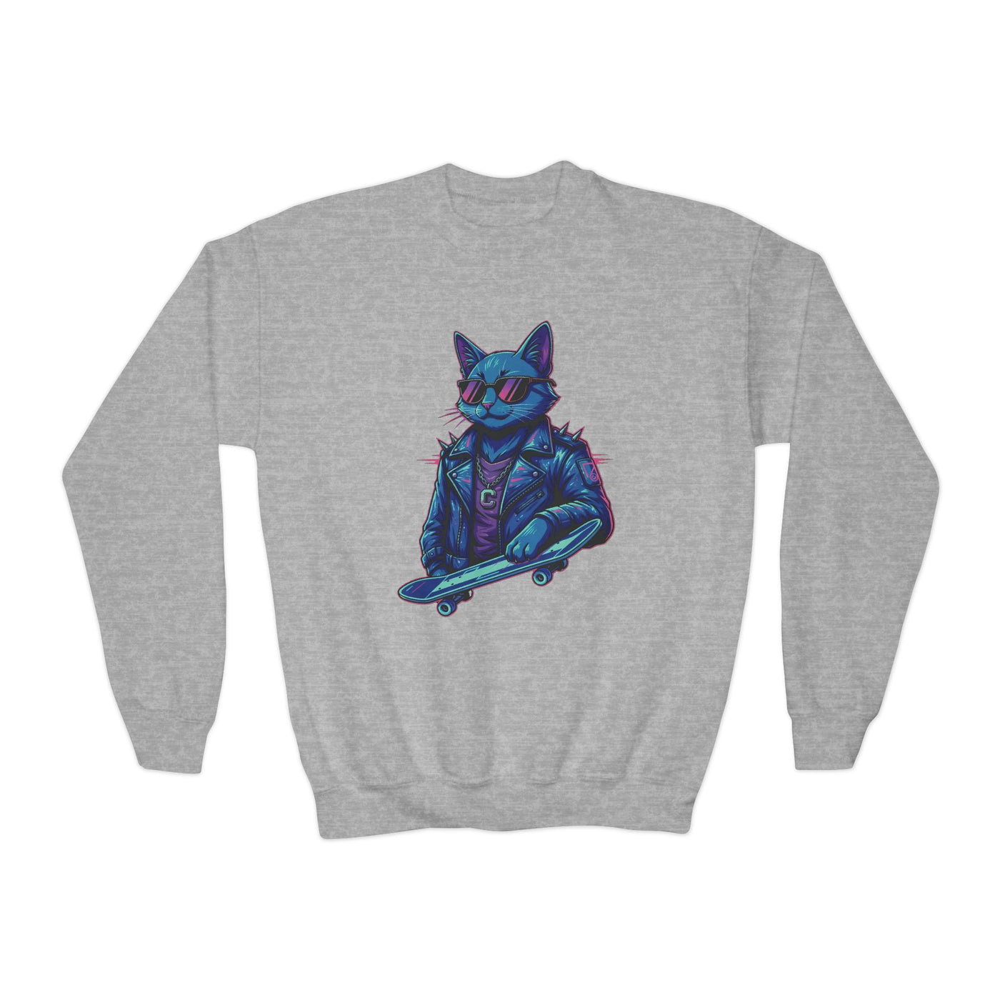 Cool Cat style 2 Youth Crewneck Sweatshirt - Cozy & Cute