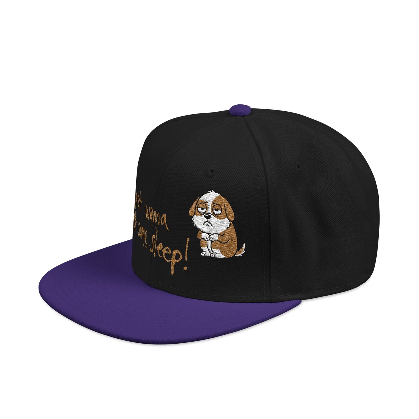 I just wanna get some sleep Embroidered Cute Puppy Snapback Hat