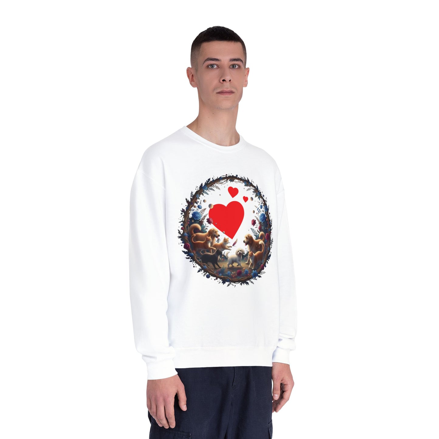 Cats & Dogs Full of Love Unisex NuBlend Crewneck Sweatshirt