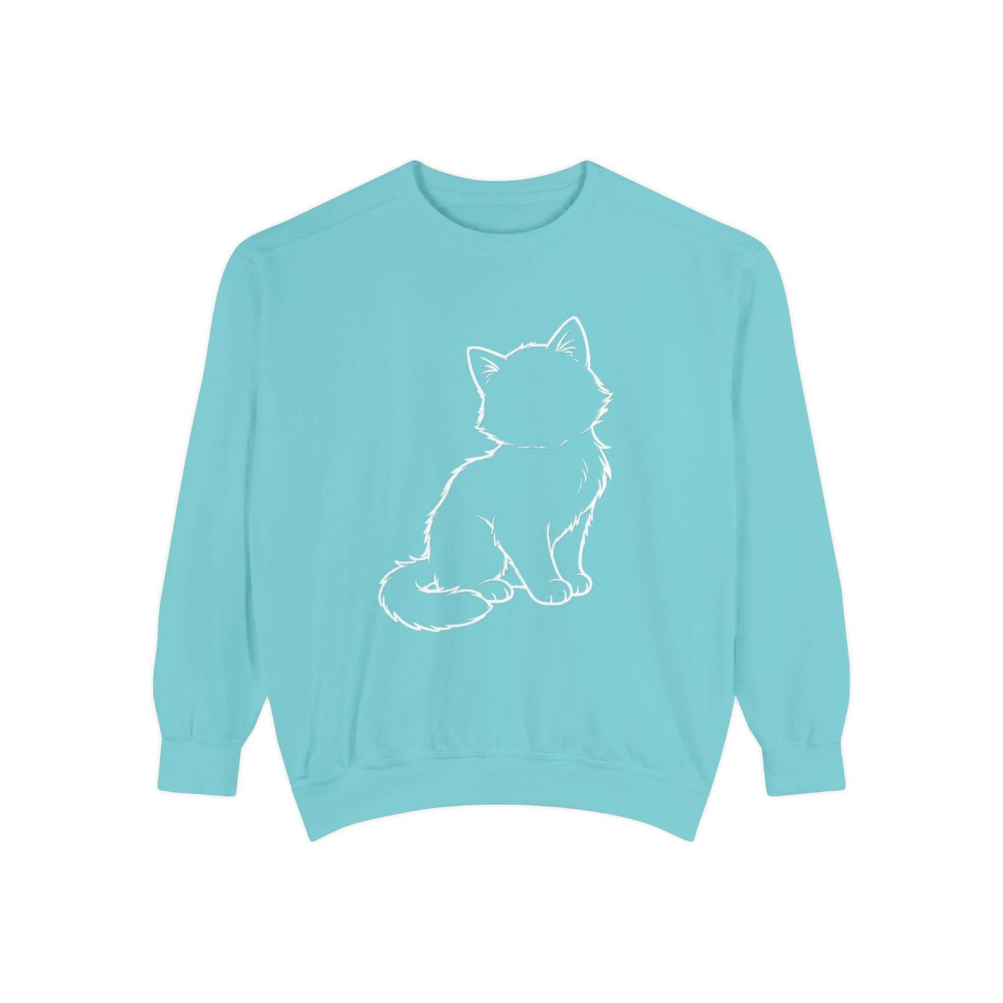 Sitting Cat Shadow Cozy Graphic Unisex Crewneck Sweatshirt style 1