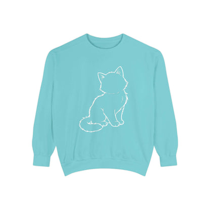 Sitting Cat Shadow Cozy Graphic Unisex Crewneck Sweatshirt style 1