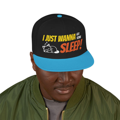 I just wanna get some sleep Embroidered Cute Cat Snapback Hat