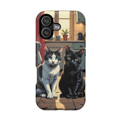 Cute Cats Magnetic Phone Case comic style 2, Cat Lover Gift, Impact-Resistant iPhone Case, Funny Pet Accessory, Unique Animal Design