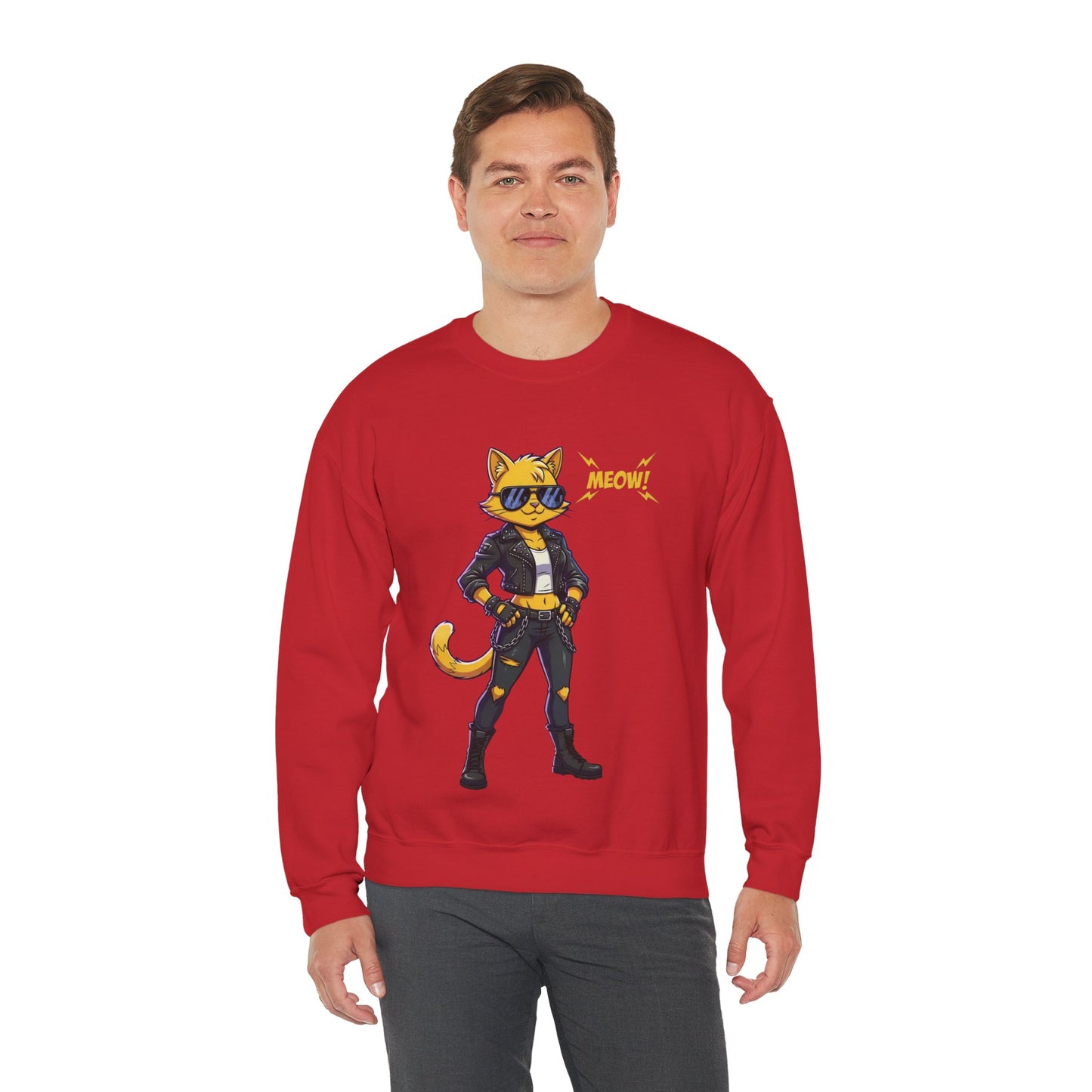 Cool Cat Unisex Heavy Blend Crewneck Sweatshirt style 4