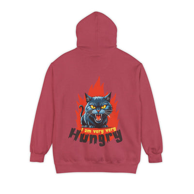 I am very very Hungry - Cartoon Cat Graphic Unisex Pullover Hoodie