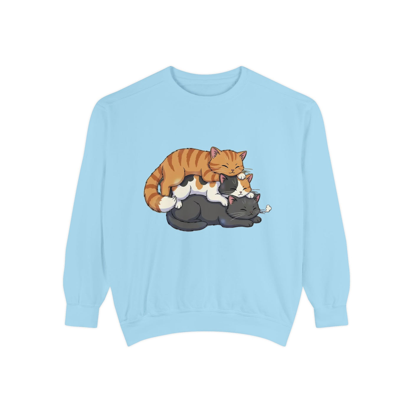 3 Cute Sleeping Cats style 6 Cozy Graphic Unisex Crewneck Sweatshirt