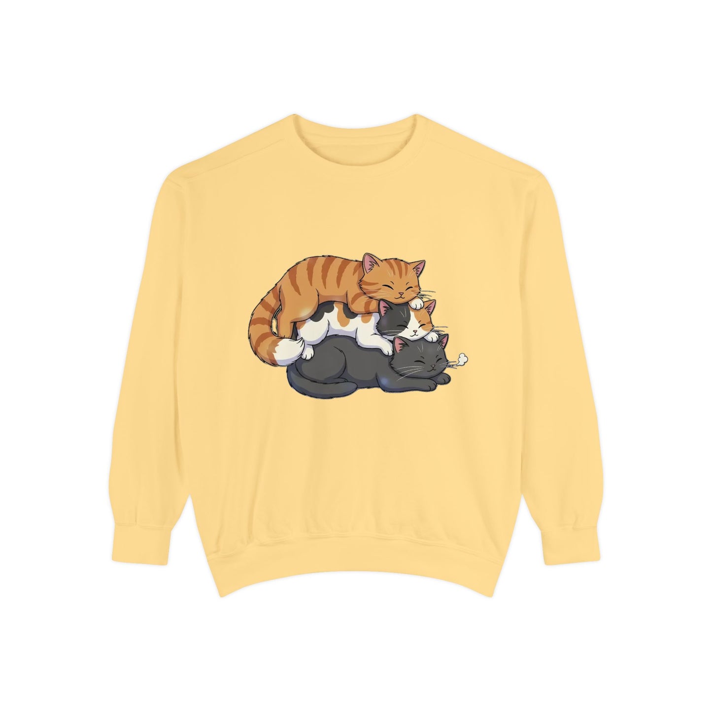 3 Cute Sleeping Cats Cozy Graphic Unisex Crewneck Sweatshirt style 6