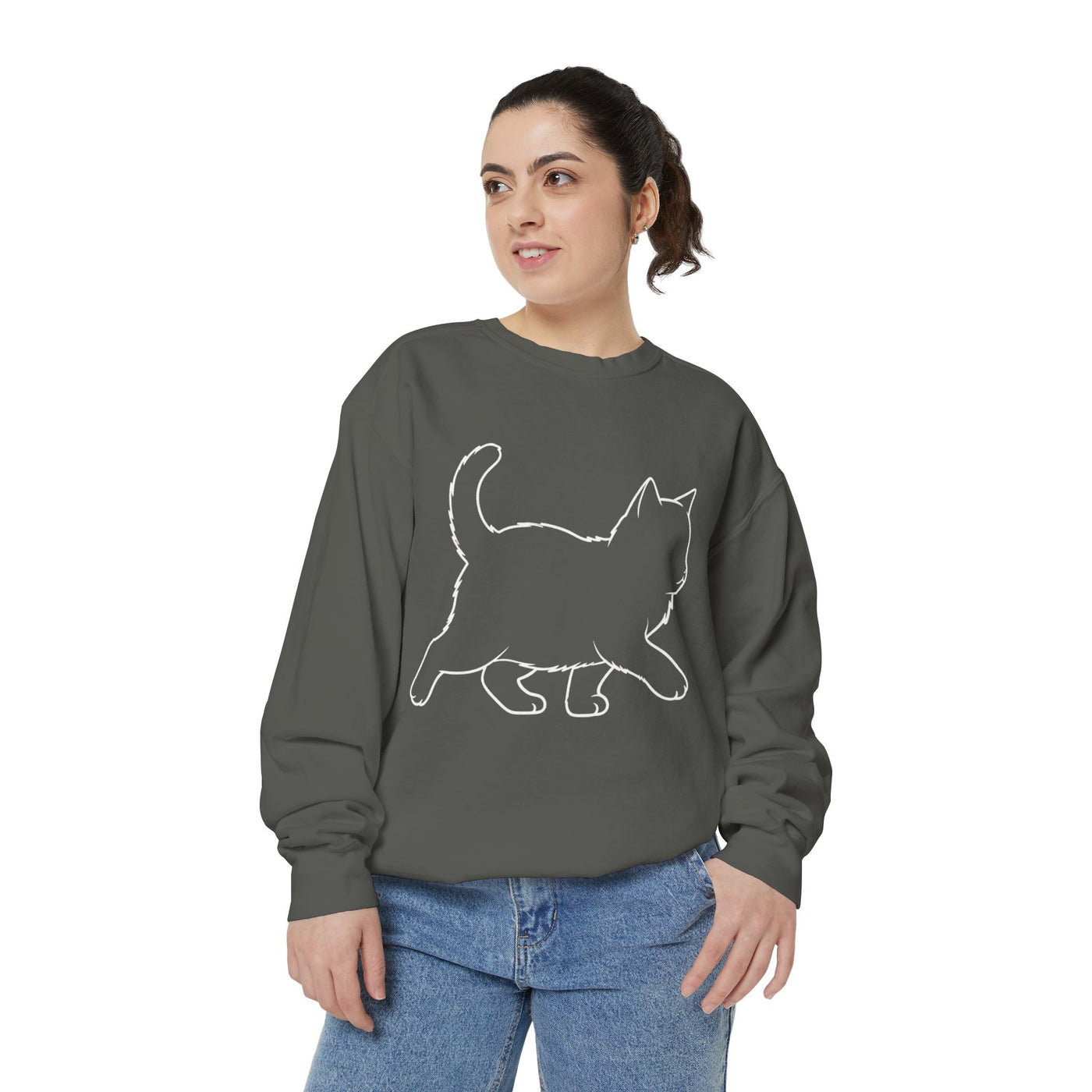 Walking Cat Shadow style 1 Cozy Graphic Unisex Crewneck Sweatshirt