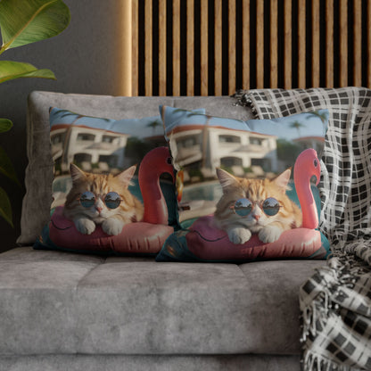 Relaxing Cat Swimming Cozy Polyester Decorative Pillowcase