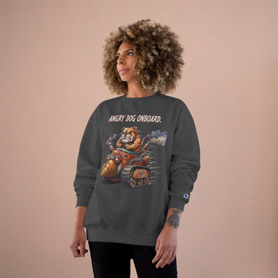 Angry Dog Onboard Graphic style 2 Champion Crewneck Sweatshirt for Gamers & Sci‑Fi Fans