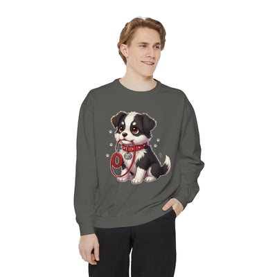Cute Dog Walk Time style 1 Cozy Graphic Unisex Crewneck Sweatshirt