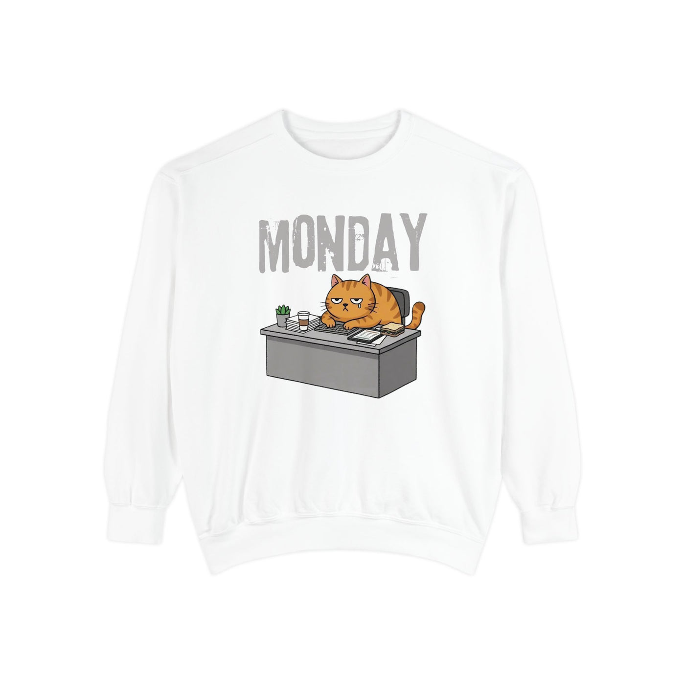 Monday Face Cat Stares Blankly Unisex Crewneck Sweatshirt style 6